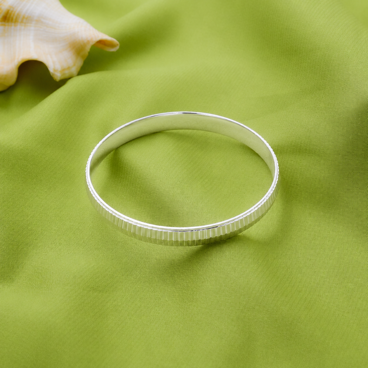 Lined Edge Kada – 925 Sterling Silver – OYA by Gemkara view 4