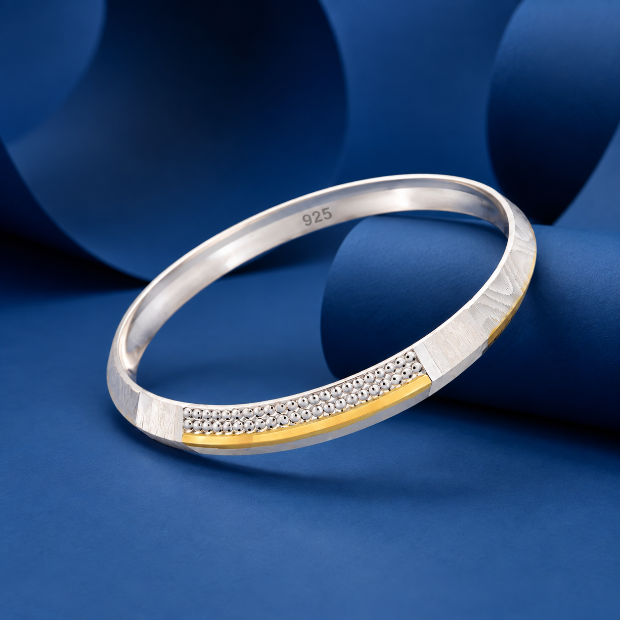 Two-Tone Gold Kada – 925 Sterling Silver – OYA by Gemkara view 3