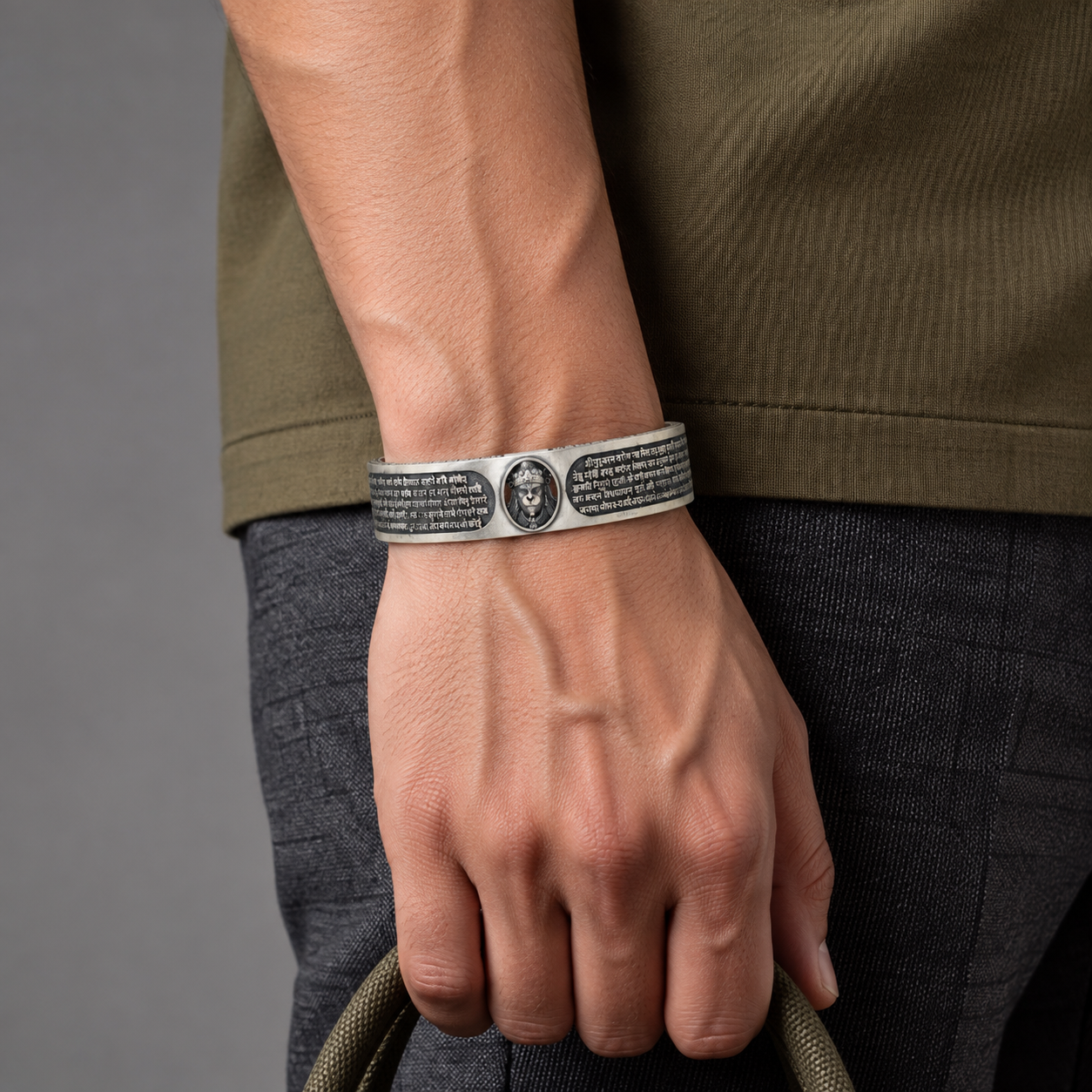 Oxidized Hanuman Mantra Kada preview