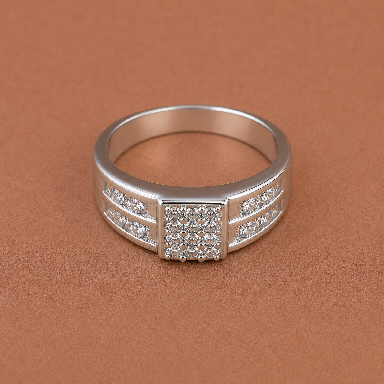 Men’s Silver CZ Cluster Ring – OYA by Gemkara view 2