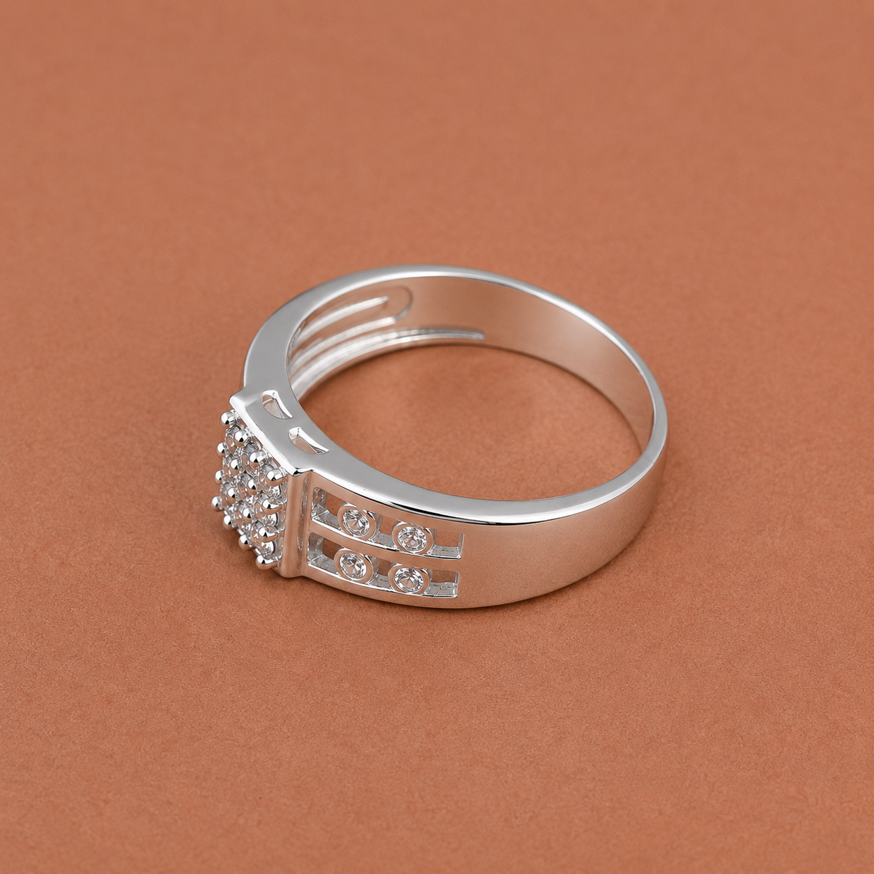 Men’s Silver CZ Cluster Ring – OYA by Gemkara view 3
