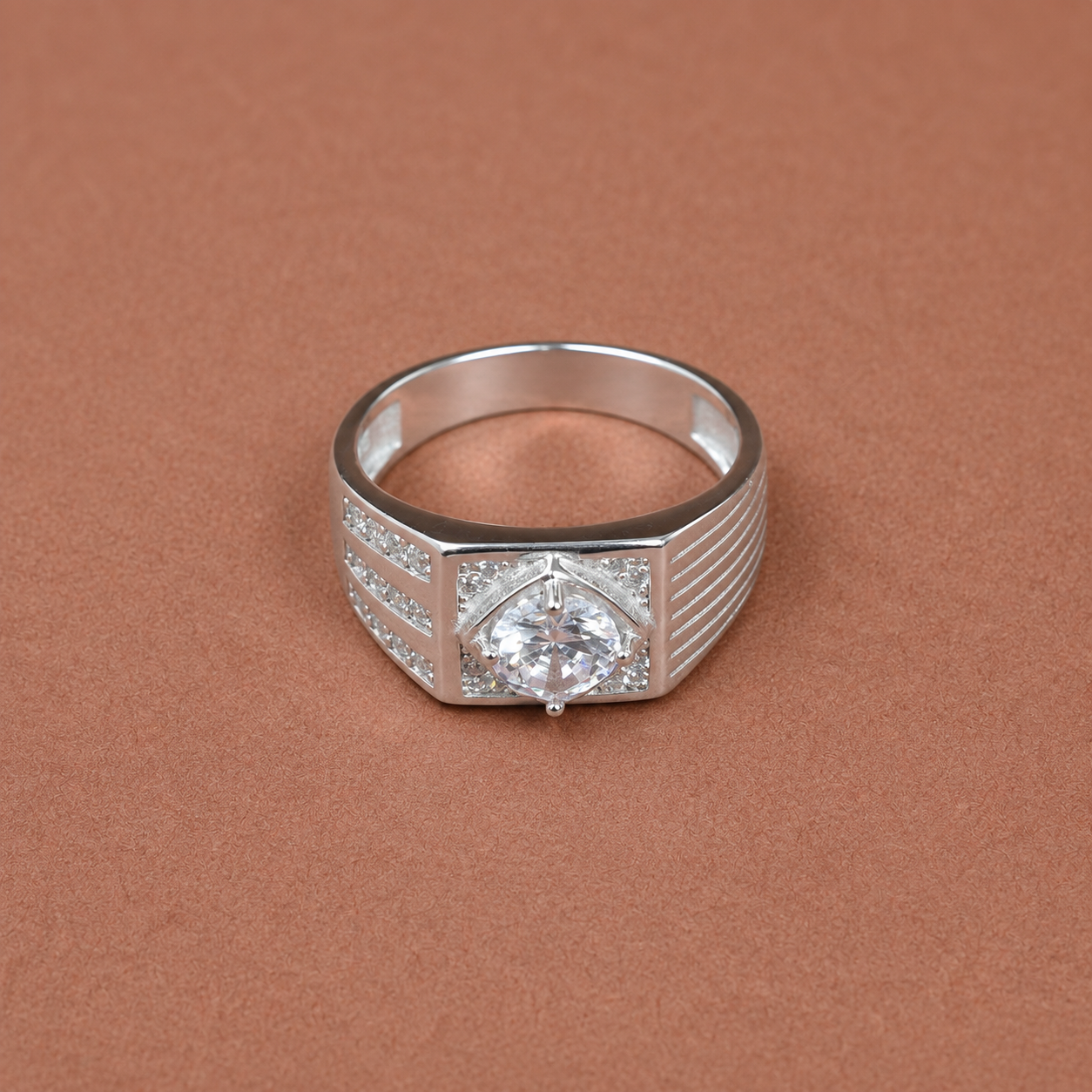 Men’s Silver CZ Signet Ring – OYA by Gemkara view 2