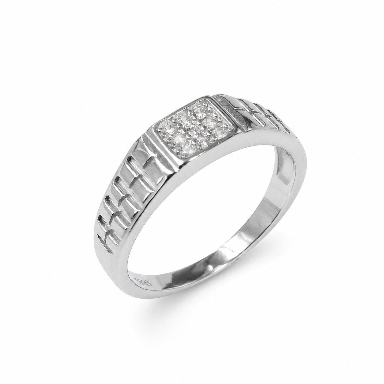 Men’s Silver CZ Cluster Ring – OYA by Gemkara view 1
