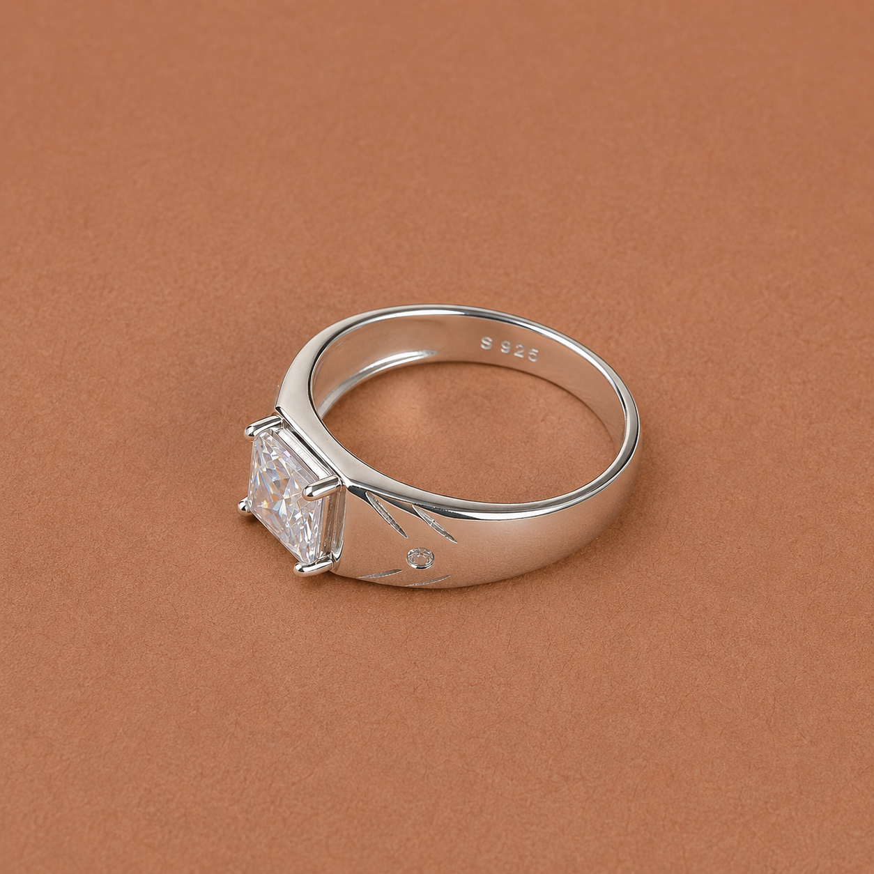 Men’s Silver Princess CZ Ring – OYA by Gemkara view 3