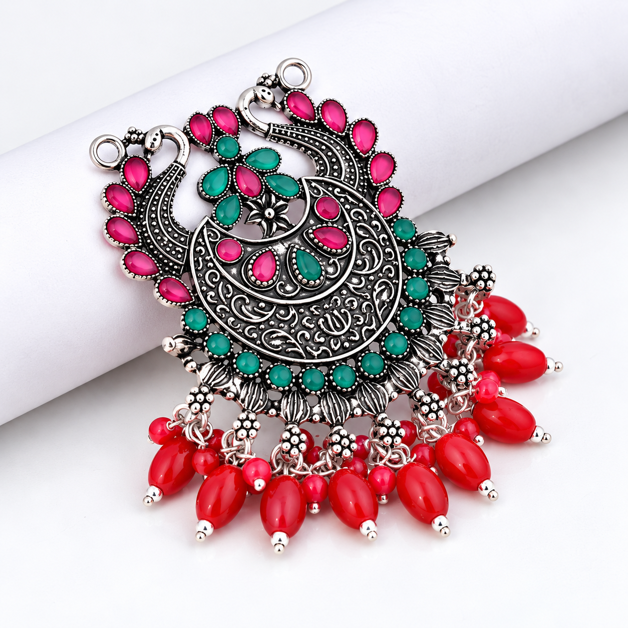 Peacock Stone Pendant Without Chain – 925 Sterling Silver – OYA by Gemkara view 3