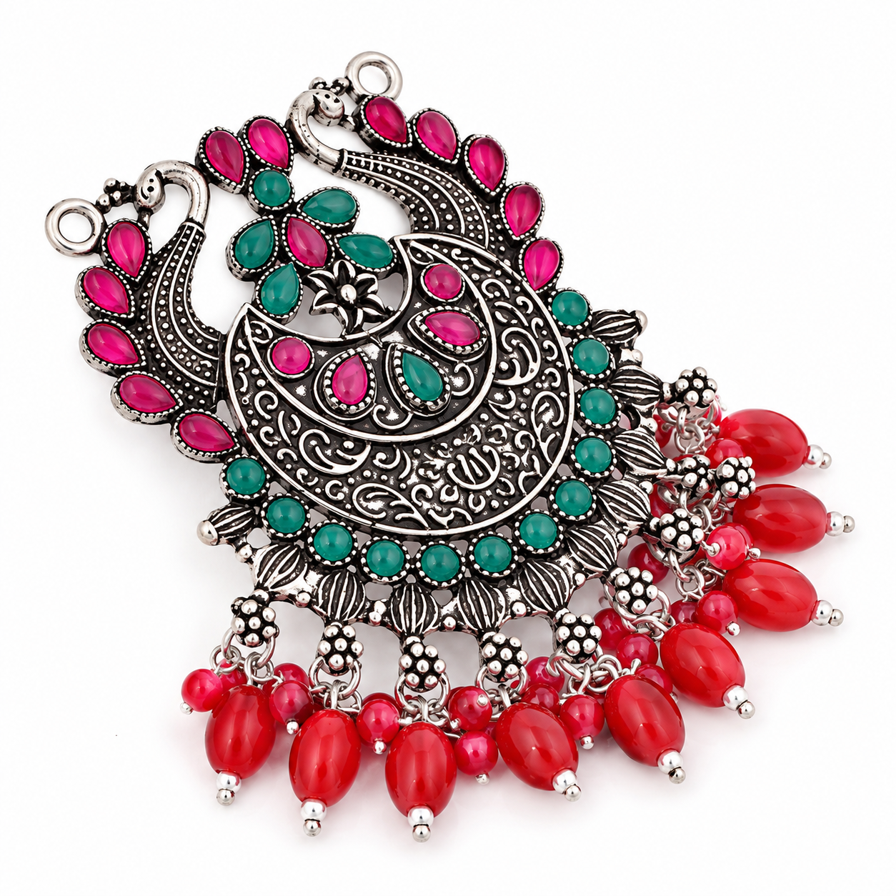 Peacock Stone Pendant Without Chain – 925 Sterling Silver – OYA by Gemkara view 4