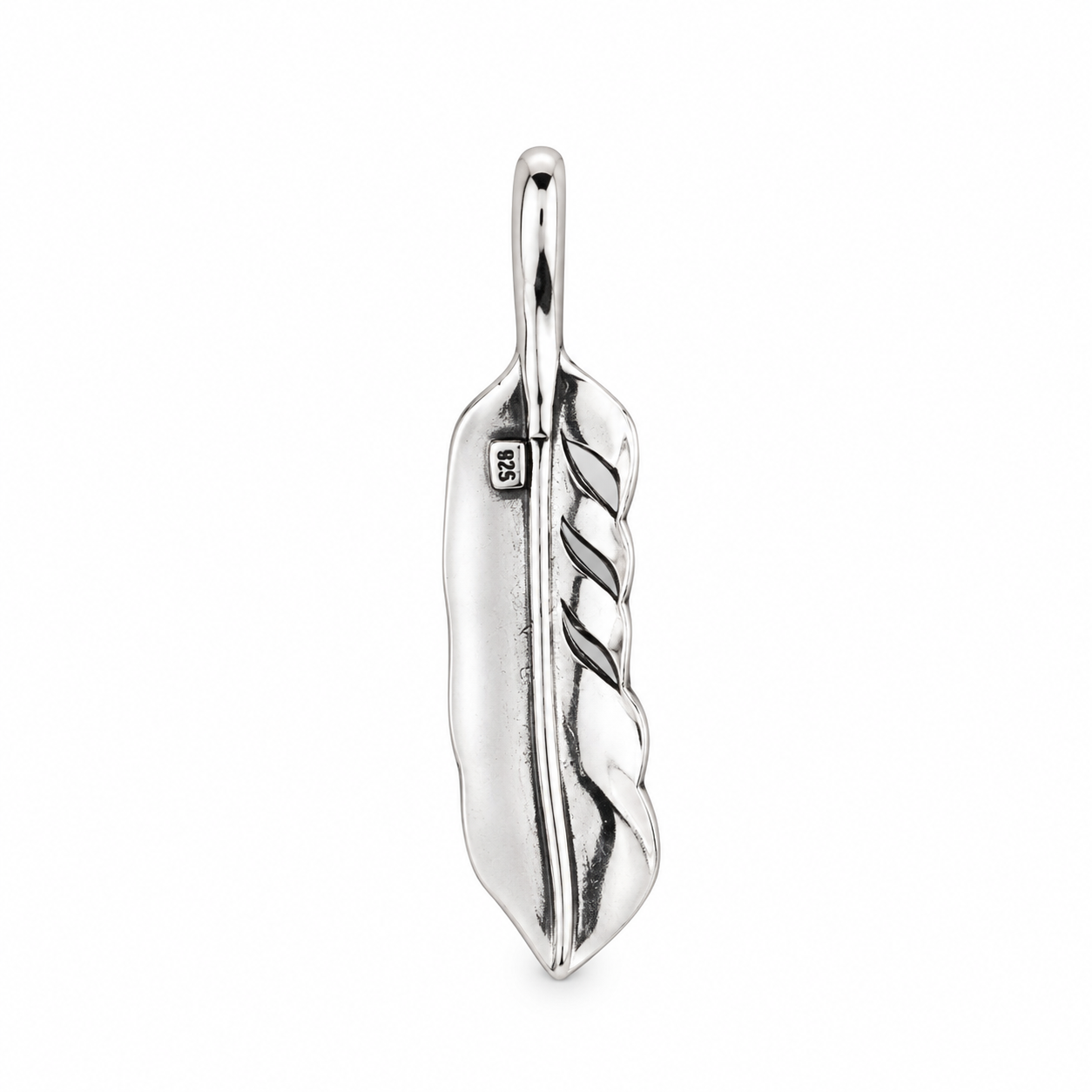 Feather Pendant Without Chain – 925 Sterling Silver – OYA by Gemkara view 3