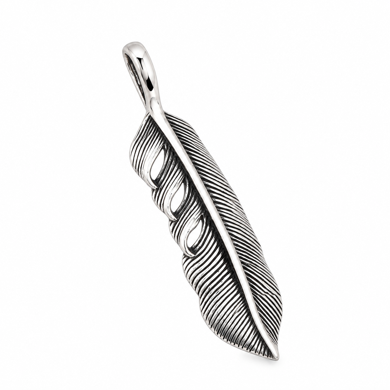 Feather Pendant Without Chain – 925 Sterling Silver – OYA by Gemkara view 4