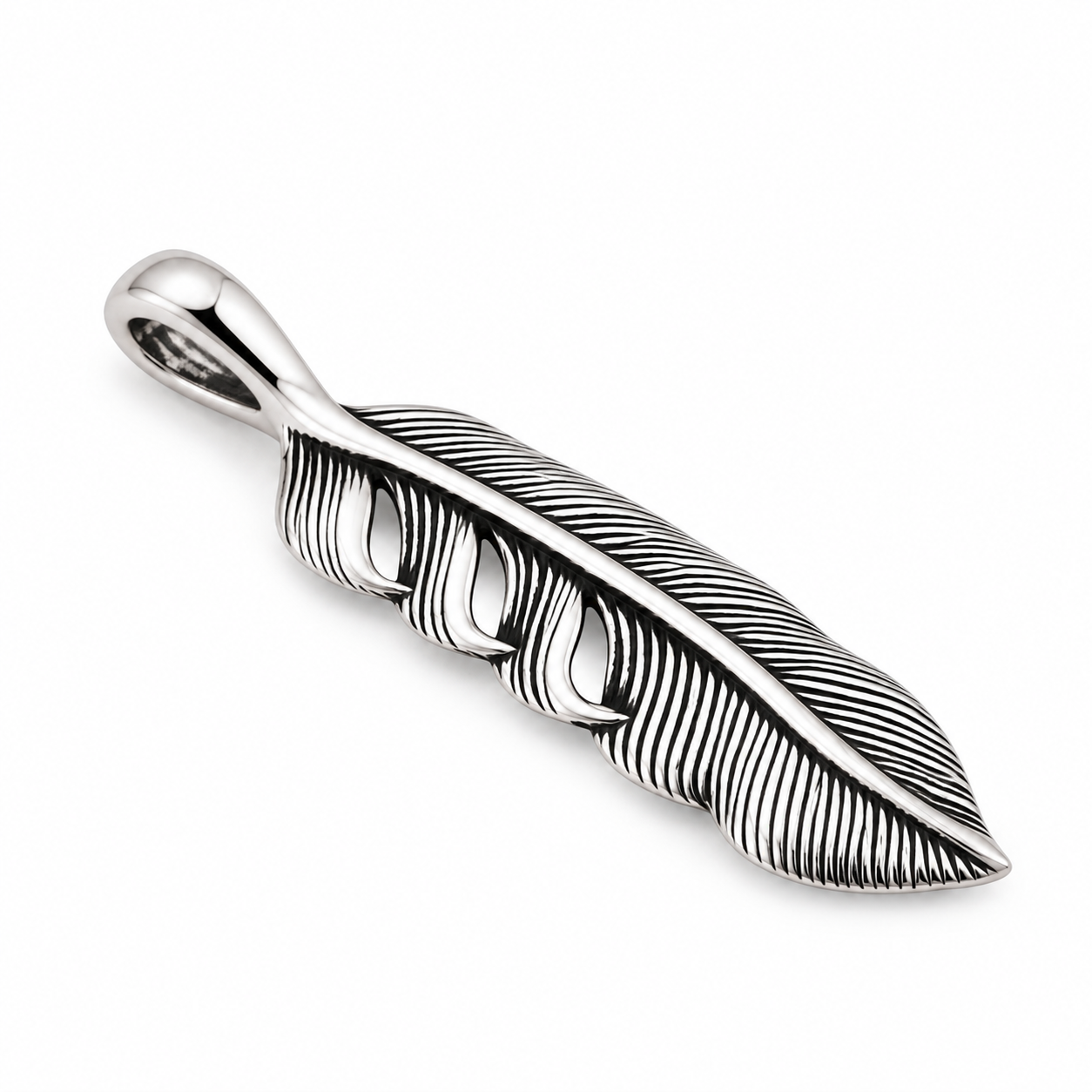 Feather Pendant Without Chain – 925 Sterling Silver – OYA by Gemkara view 5