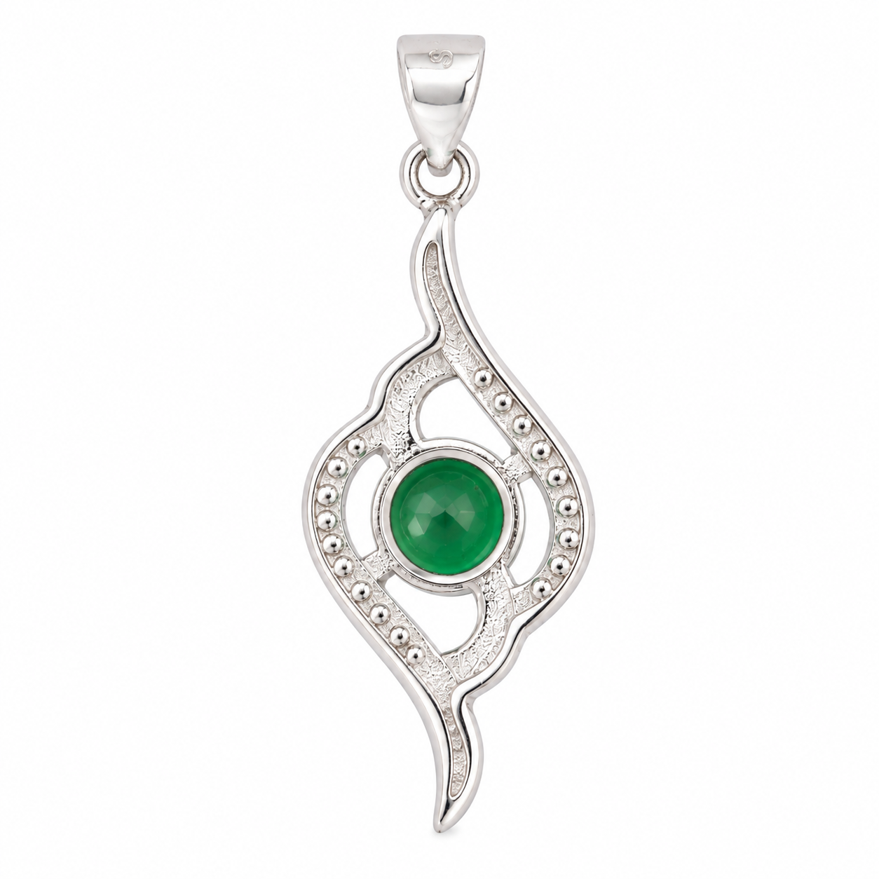 Emerald Leaf Pendant Without Chain – 925 Sterling Silver – OYA by Gemkara view 3