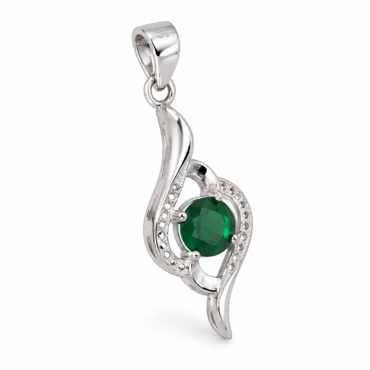Emerald Leaf Pendant Without Chain – 925 Sterling Silver – OYA by Gemkara view 4