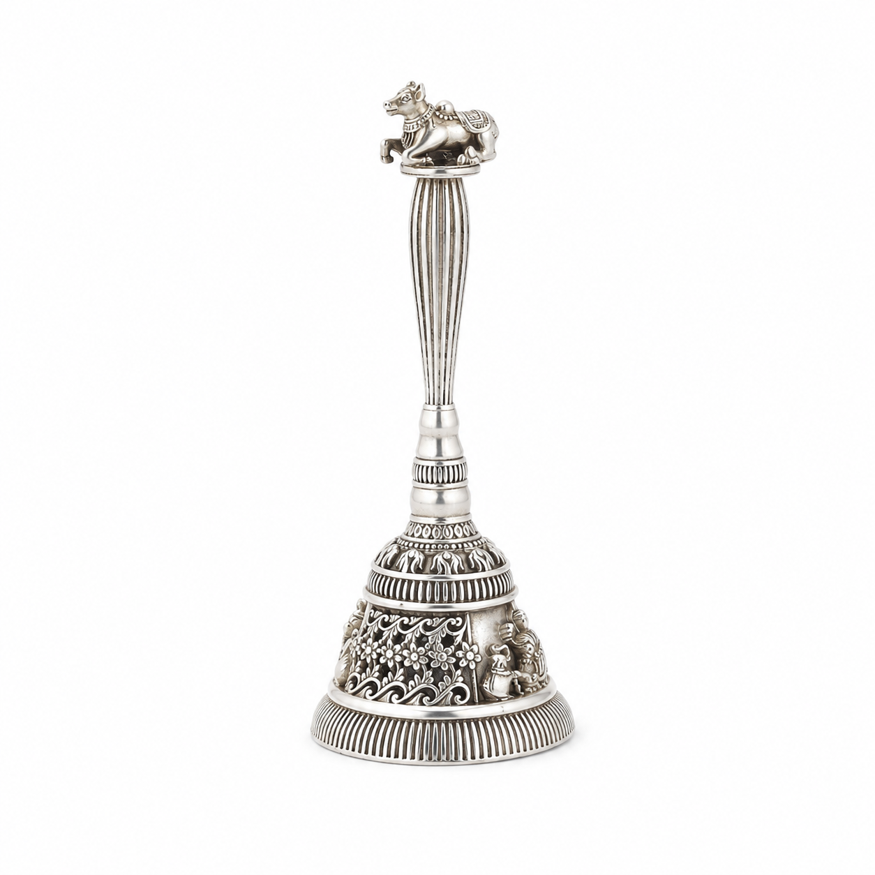 Sterling Silver Antique Engraved Nandi Bell – OYA by Gemkara view 1