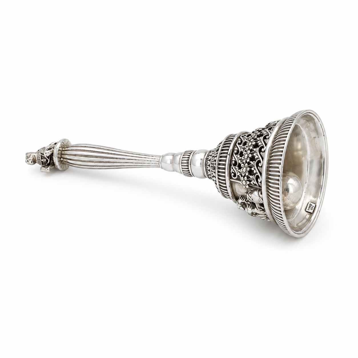 Sterling Silver Antique Engraved Nandi Bell – OYA by Gemkara view 3