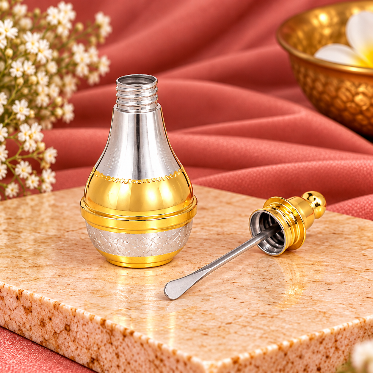 Gold & Silver Plated Sindoor Dani – OYA by Gemkara view 4