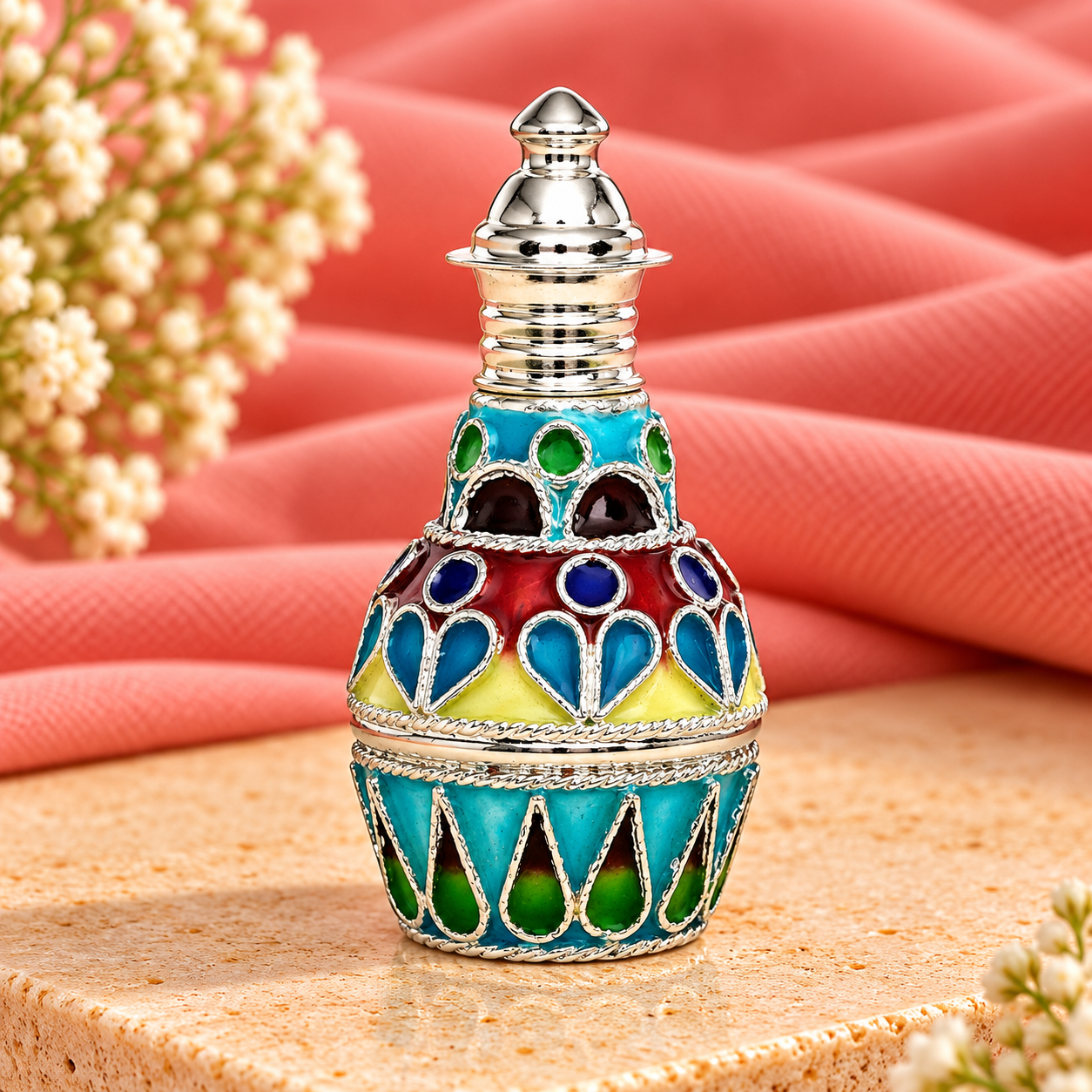 Multicolor Enamel Sindoor Dani – 925 Sterling Silver – OYA by Gemkara view 3