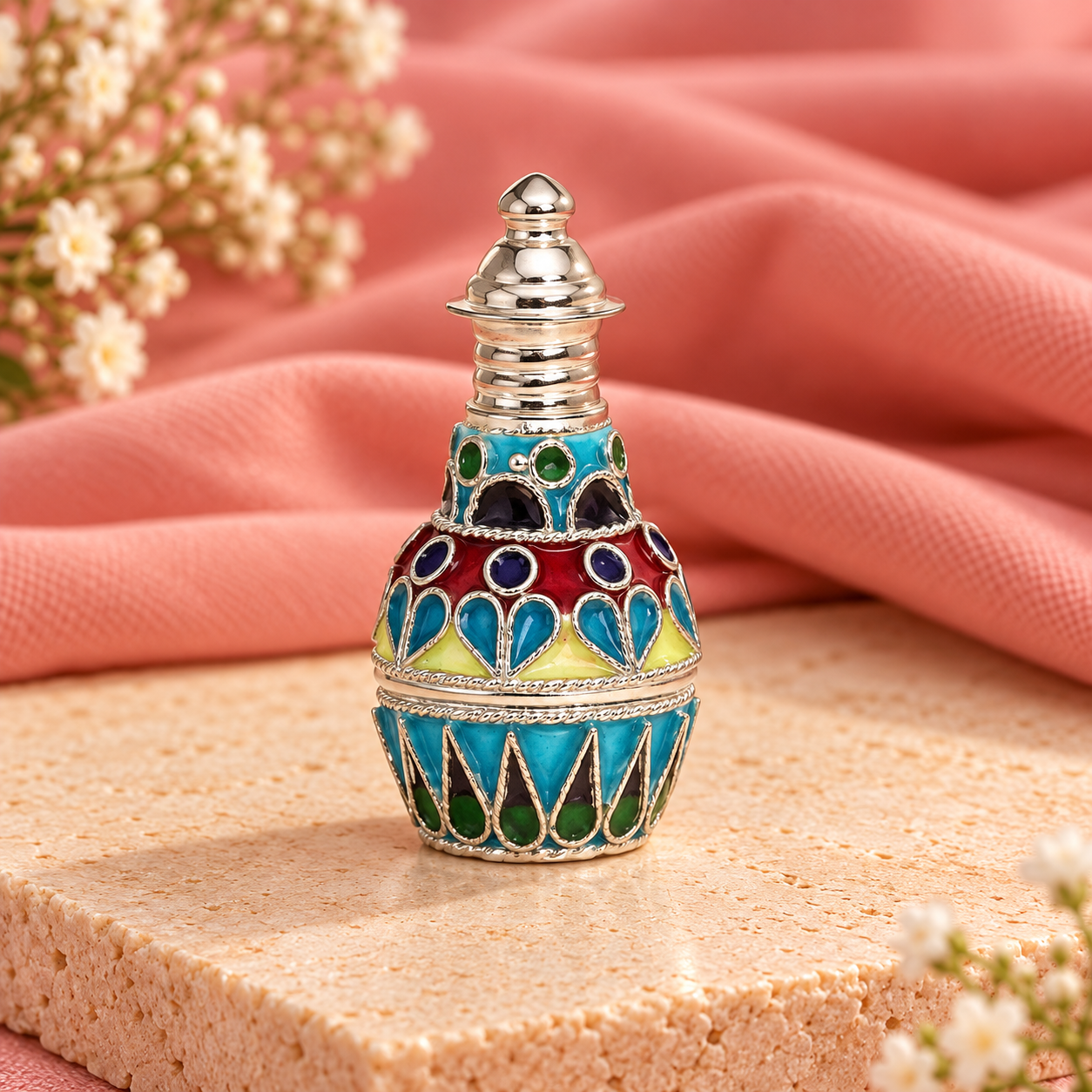 Multicolor Enamel Sindoor Dani – 925 Sterling Silver – OYA by Gemkara view 4
