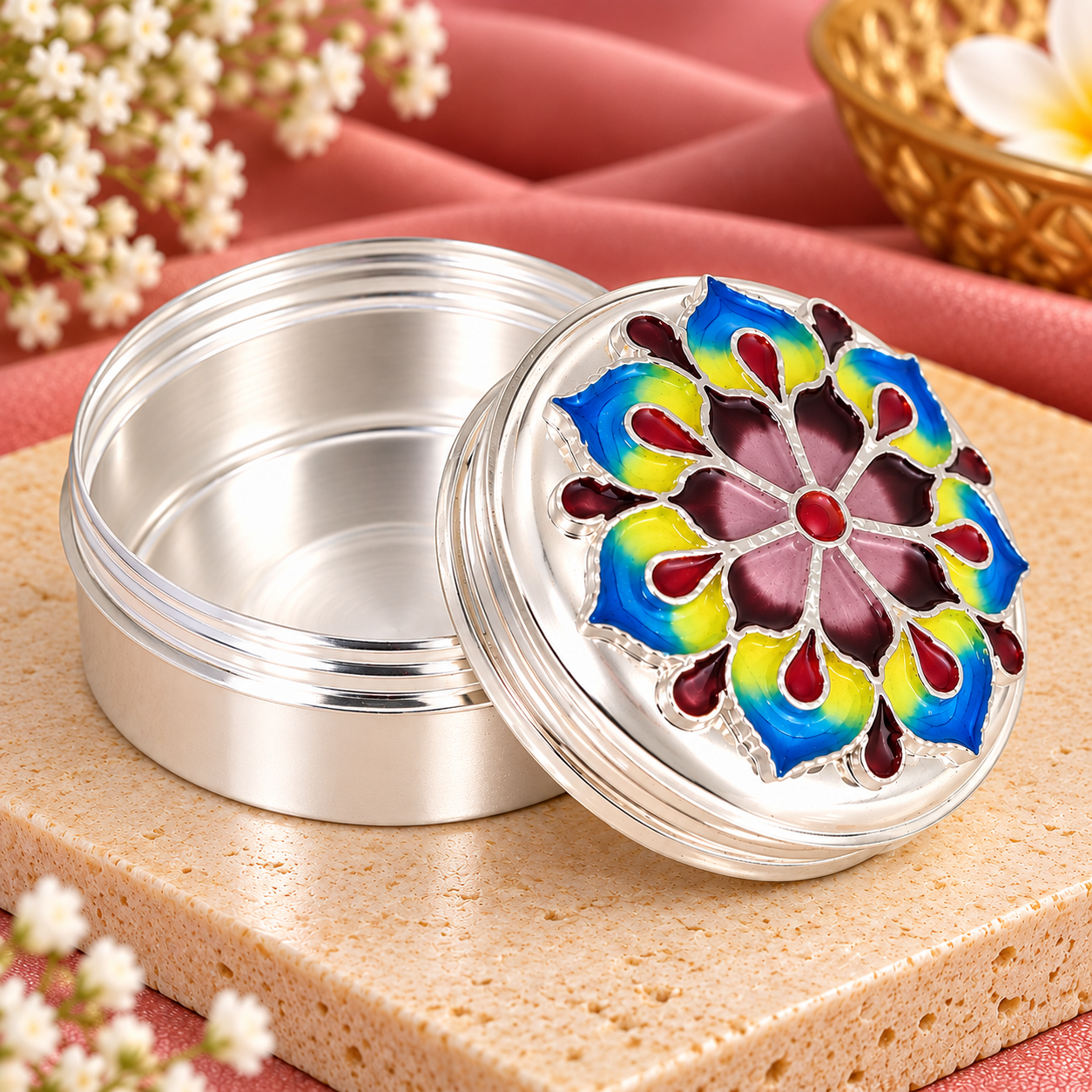 Multicolor Floral Sindoor Dani – 925 Sterling Silver – OYA by Gemkara view 3