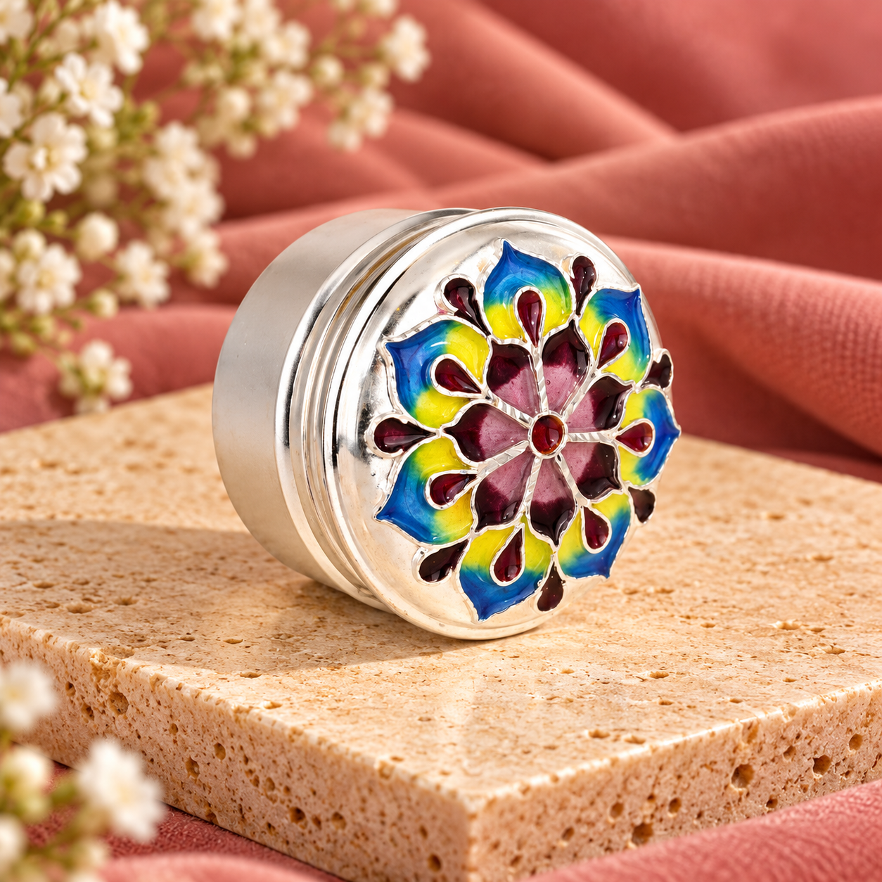 Multicolor Floral Sindoor Dani – 925 Sterling Silver – OYA by Gemkara view 4