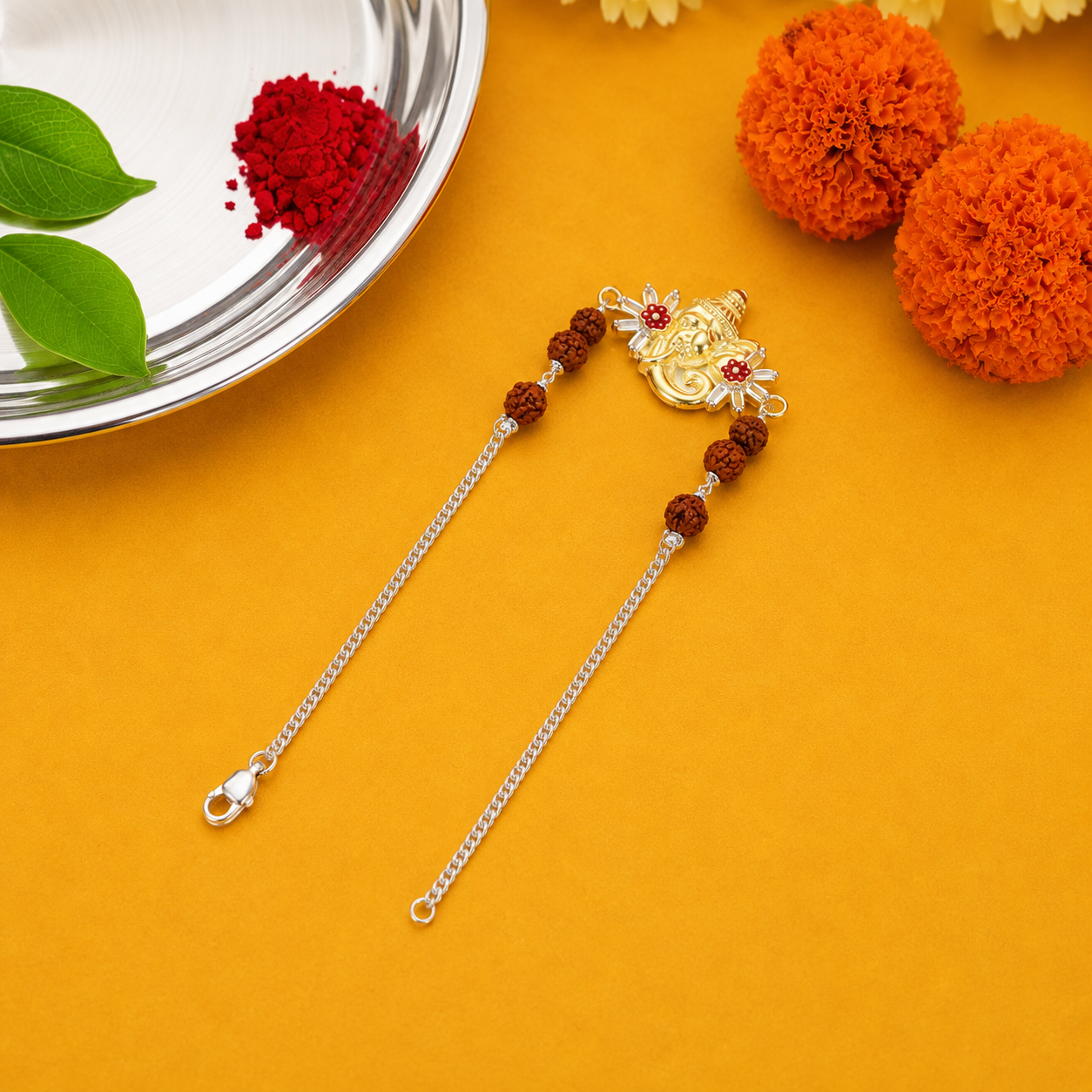 Ganesha Silver Rakhi – OYA by Gemkara view 2