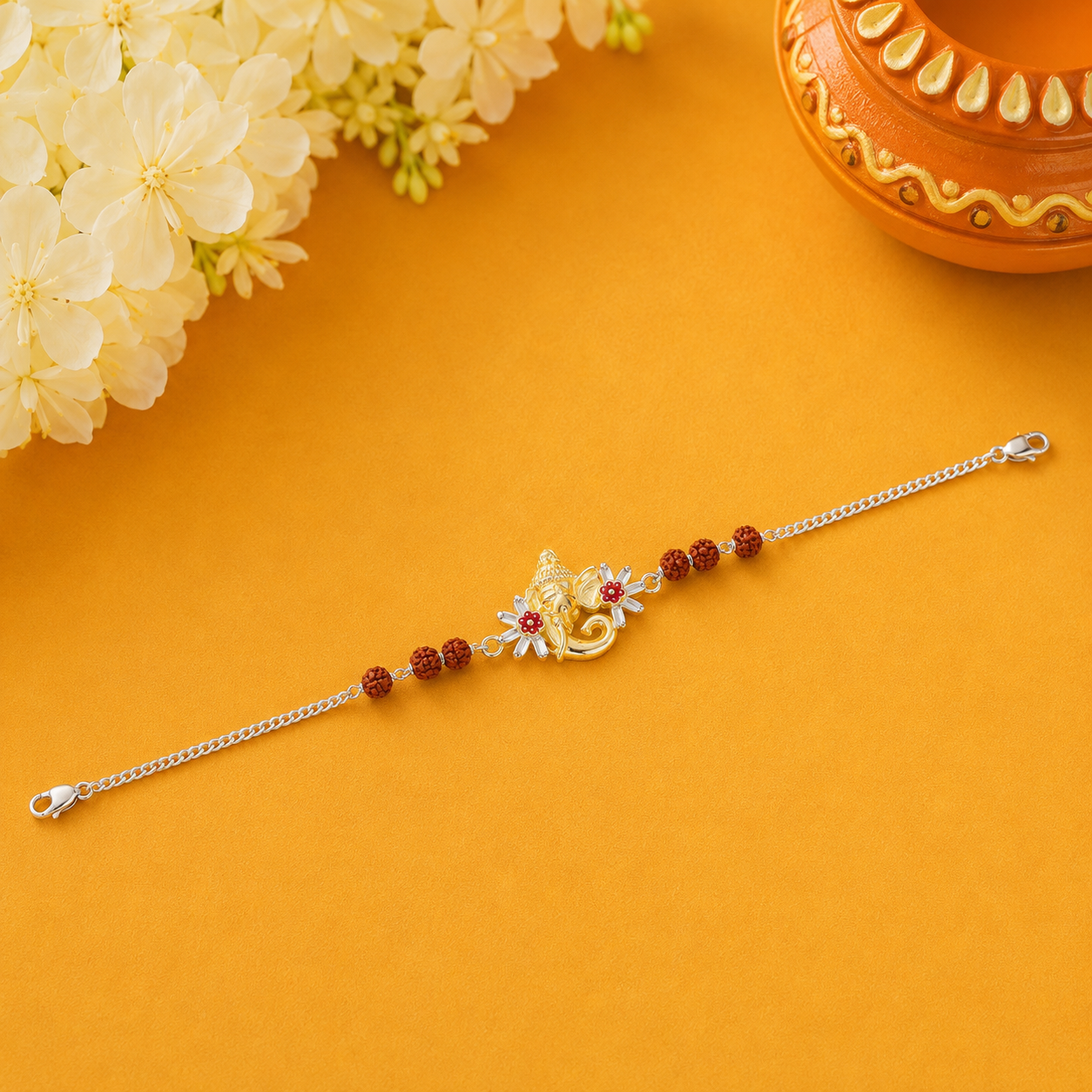 Ganesha Silver Rakhi – OYA by Gemkara view 3