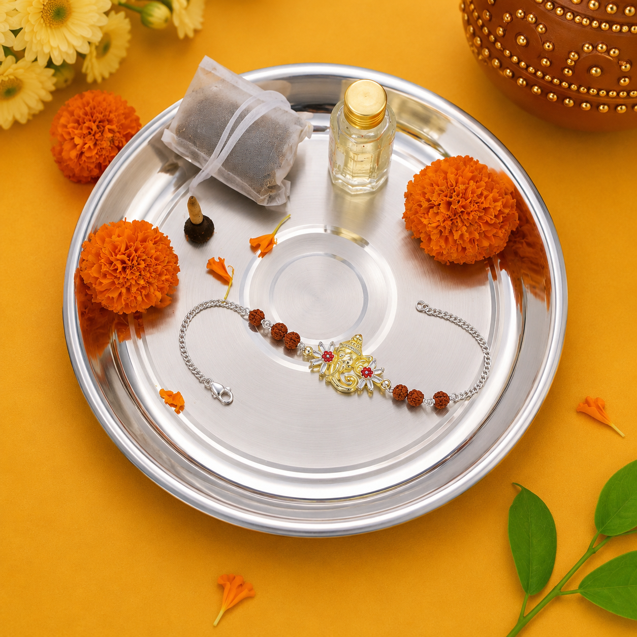 Ganesha Silver Rakhi – OYA by Gemkara view 4