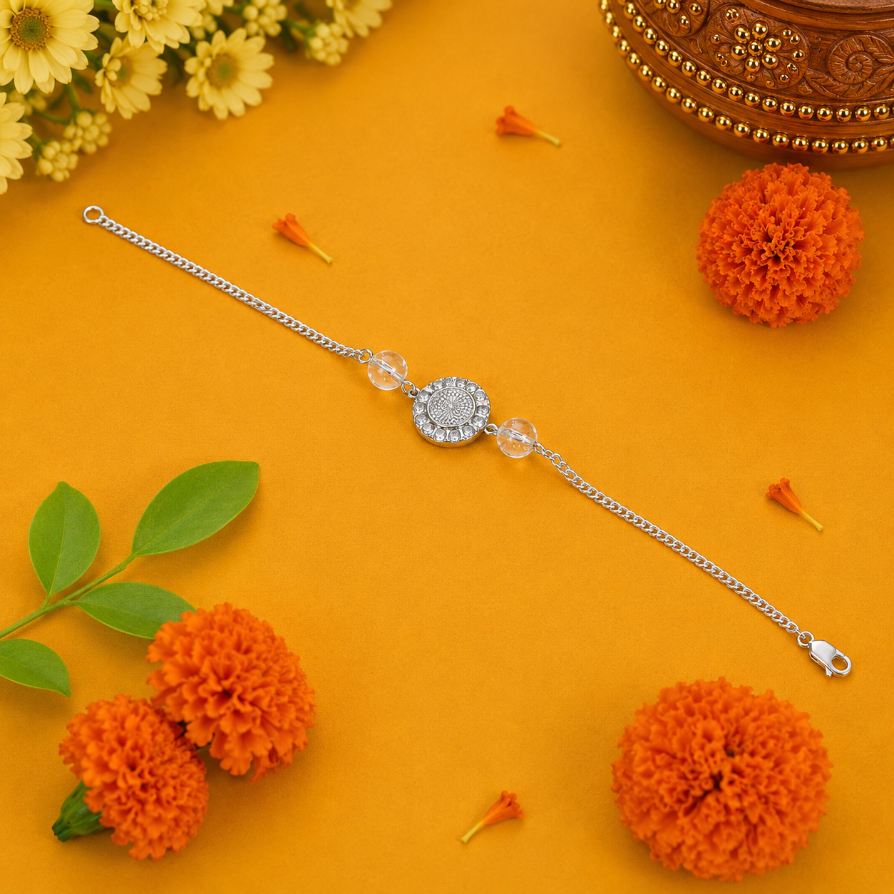 Elegant Silver Rakhi – OYA by Gemkara view 3