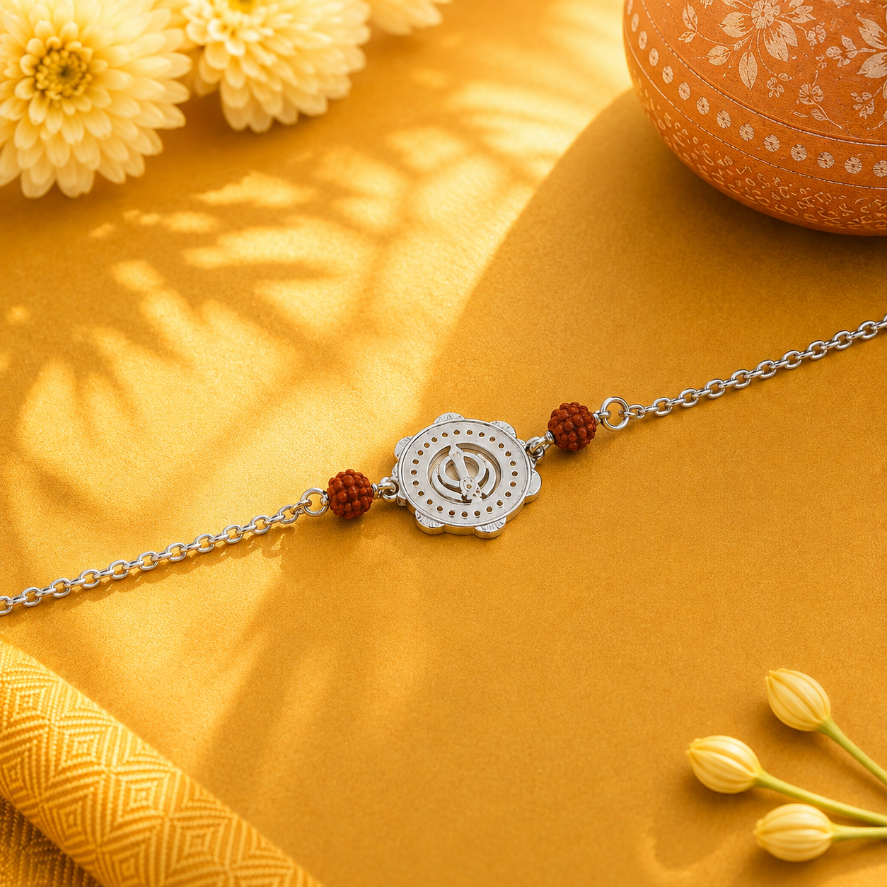 Khanda Rudraksha Rakhi – 925 Sterling Silver – OYA by Gemkara view 3