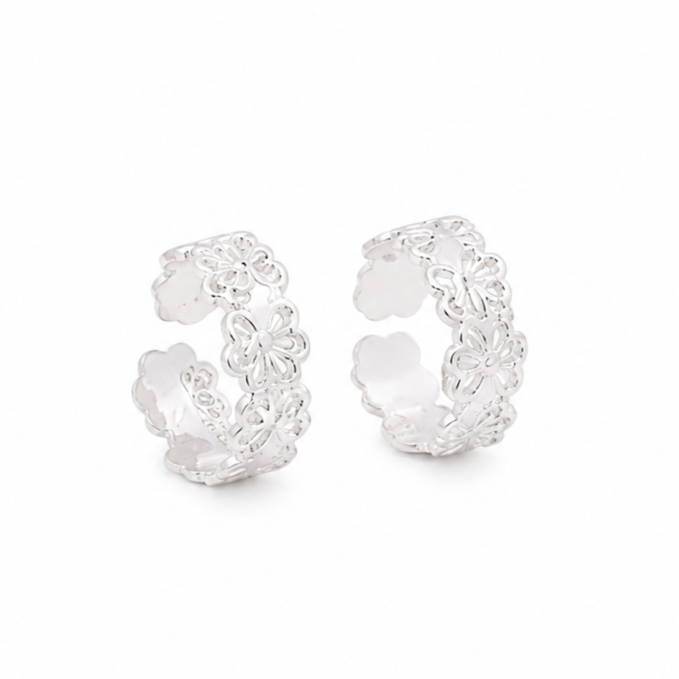 Floral Lace Toe Ring – 925 Sterling Silver – OYA by Gemkara view 1