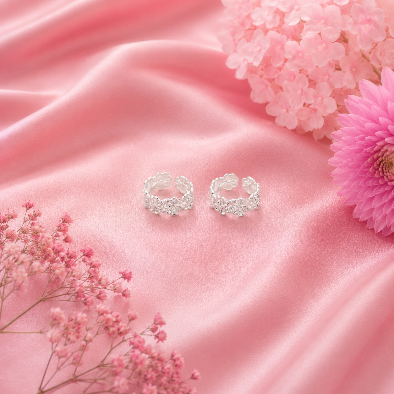 Floral Lace Toe Ring – 925 Sterling Silver – OYA by Gemkara view 2