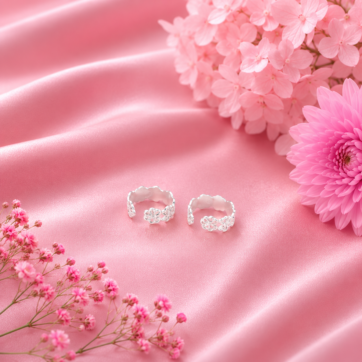 Floral Lace Toe Ring – 925 Sterling Silver – OYA by Gemkara view 3