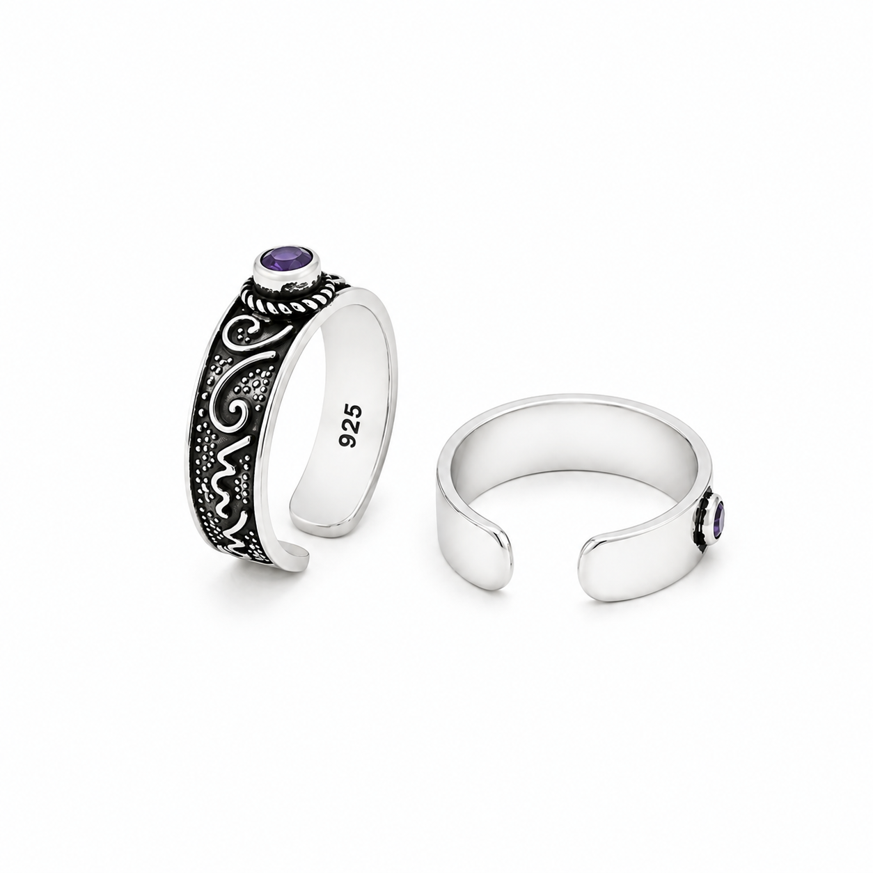 Royal Sapphire Toe Ring – 925 Sterling Silver – OYA by Gemkara view 3
