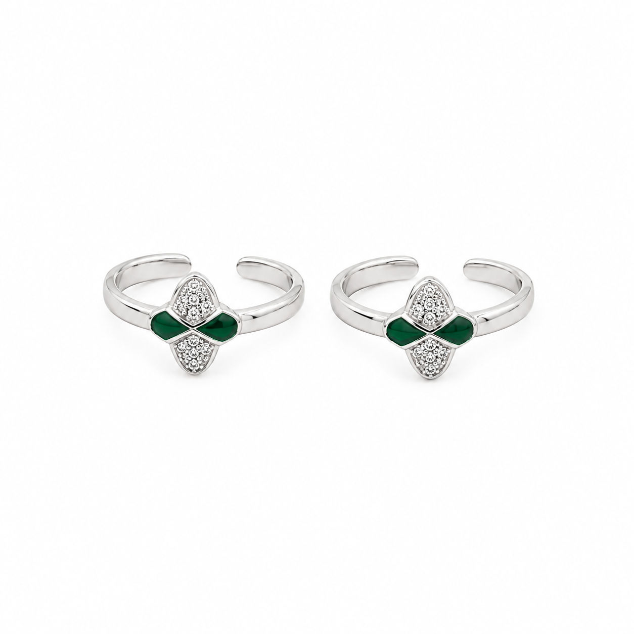 Emerald Clover Toe Ring – 925 Sterling Silver – OYA by Gemkara view 1