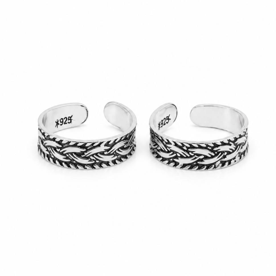 Braided Silver Toe Ring – OYA by Gemkara view 1