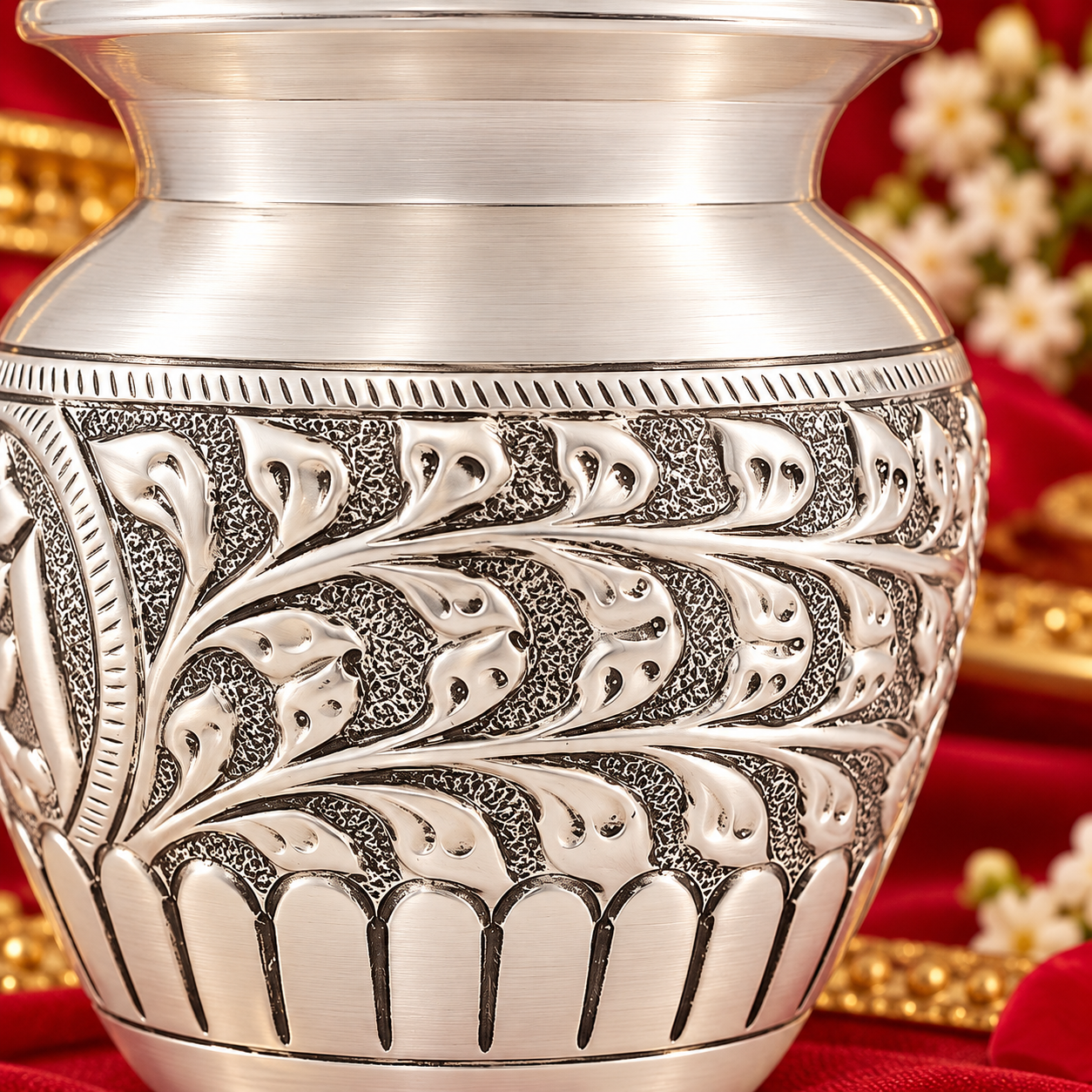 Swastik Designer Antique Finish Pooja Lota – 925 Sterling Silver – OYA by Gemkara view 4
