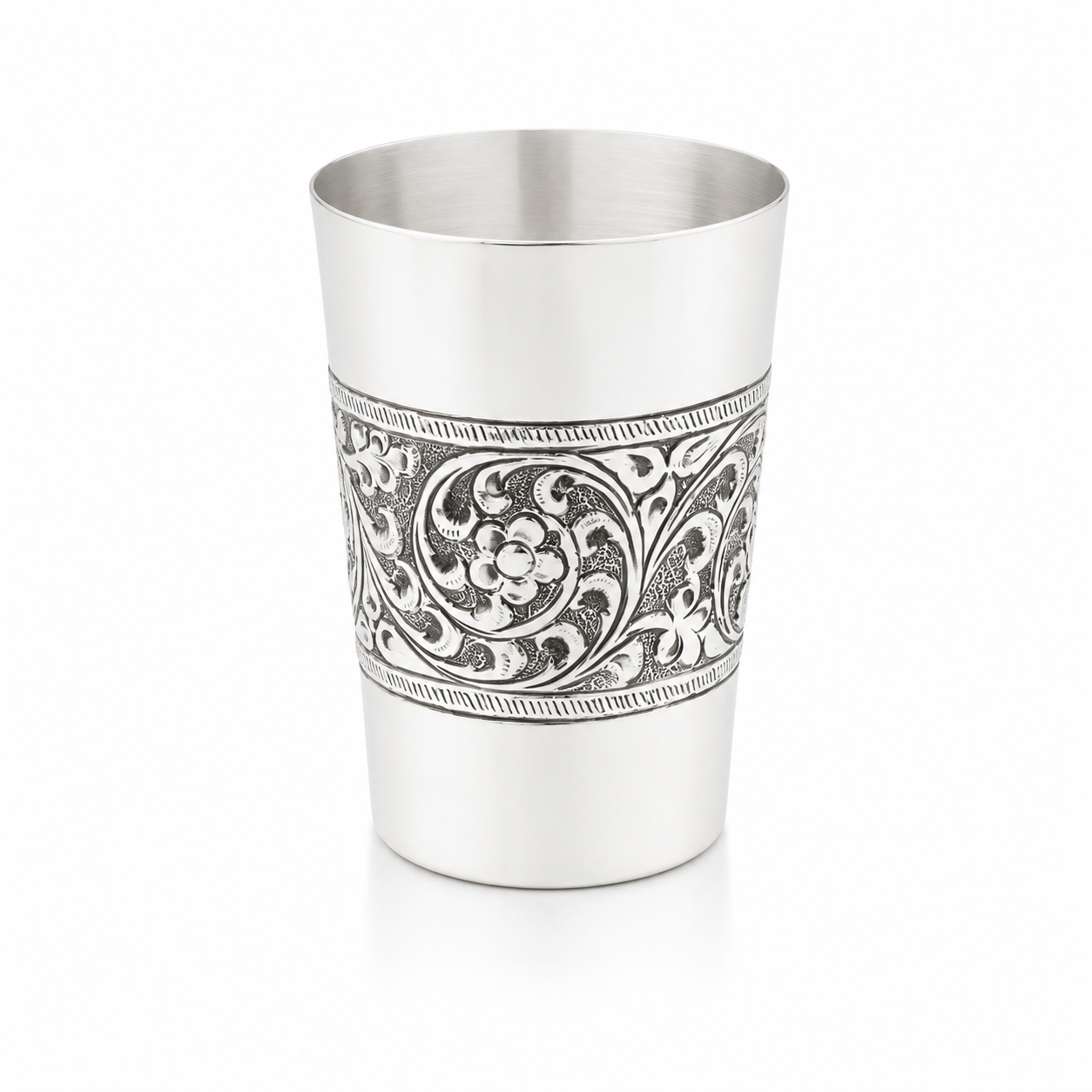 Sterling Silver Antique Engraved Glass – OYA by Gemkara view 2
