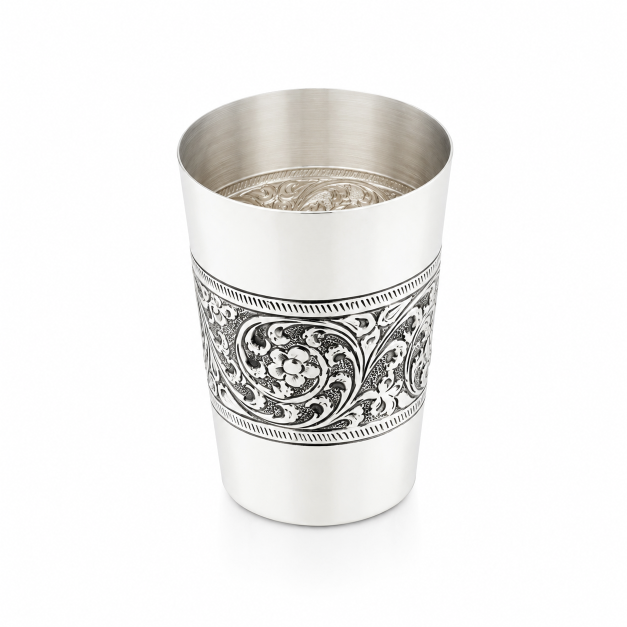 Sterling Silver Antique Engraved Glass – OYA by Gemkara view 3