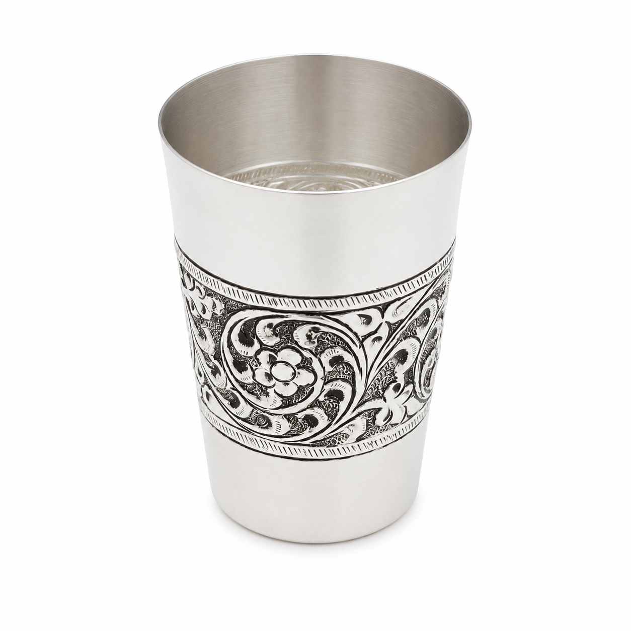 Sterling Silver Antique Engraved Glass – OYA by Gemkara view 4