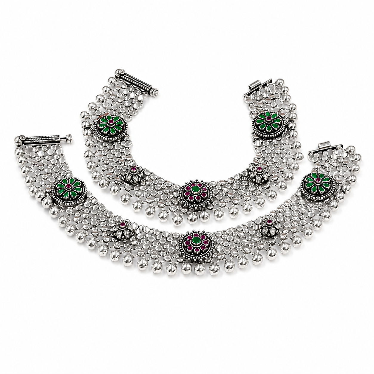Emerald Bloom Anklet – 925 Sterling Silver – OYA by Gemkara view 4