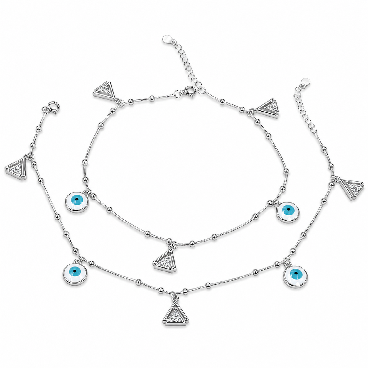 Evil Eye Nazar Anklet – 925 Sterling Silver – OYA by Gemkara view 1