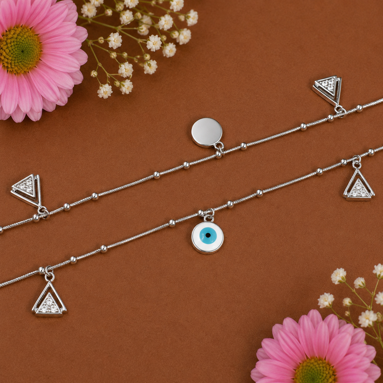 Evil Eye Nazar Anklet – 925 Sterling Silver – OYA by Gemkara view 2
