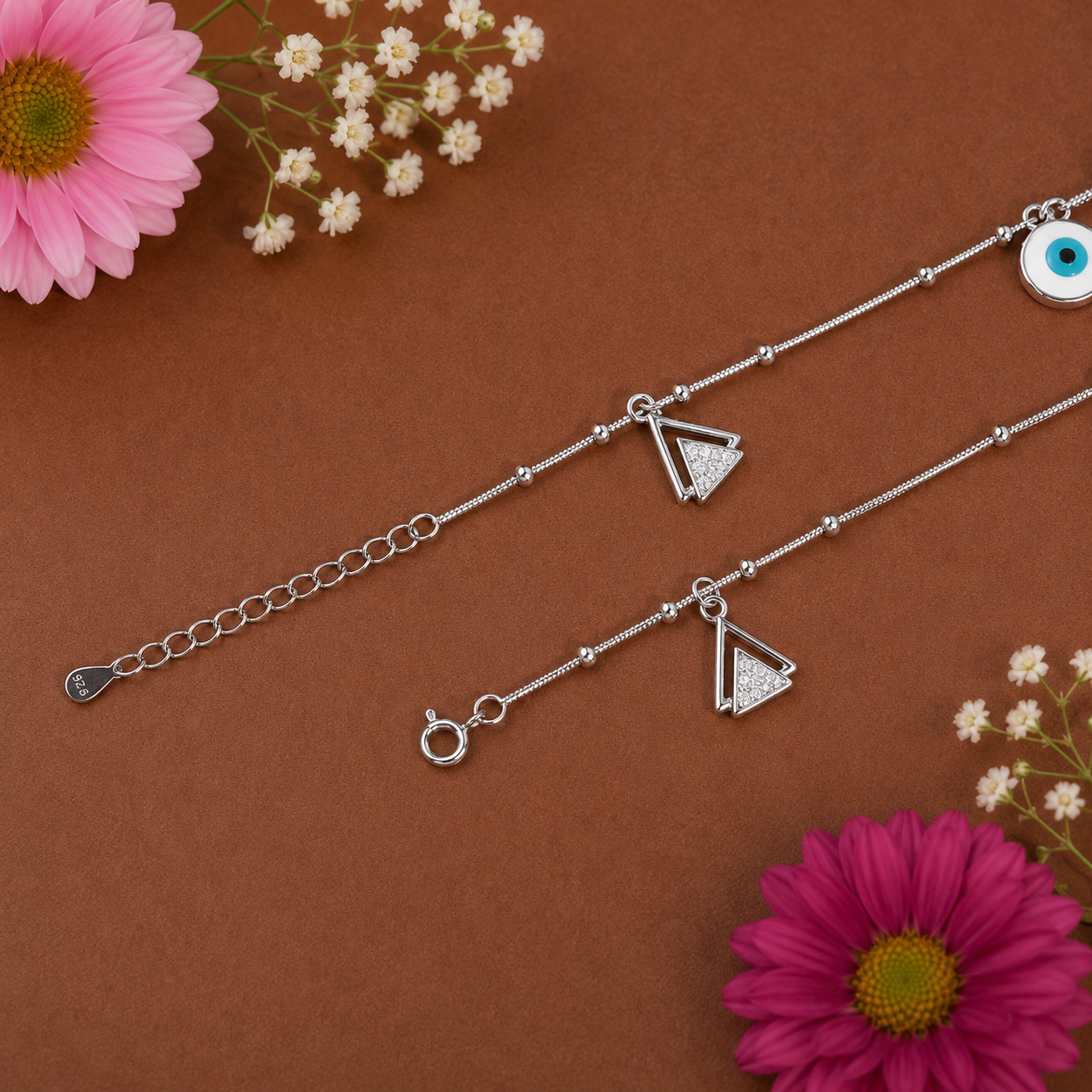 Evil Eye Nazar Anklet – 925 Sterling Silver – OYA by Gemkara view 3