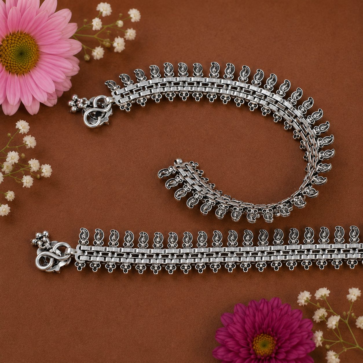 Mayuri Anklet – 925 Sterling Silver – OYA by Gemkara view 2
