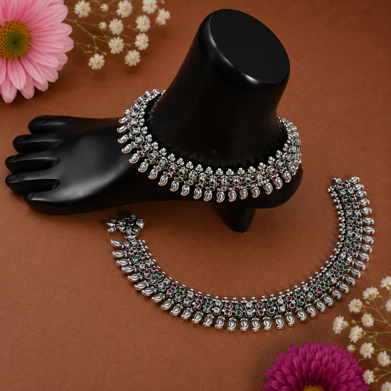 Mayuri Anklet – 925 Sterling Silver – OYA by Gemkara view 4