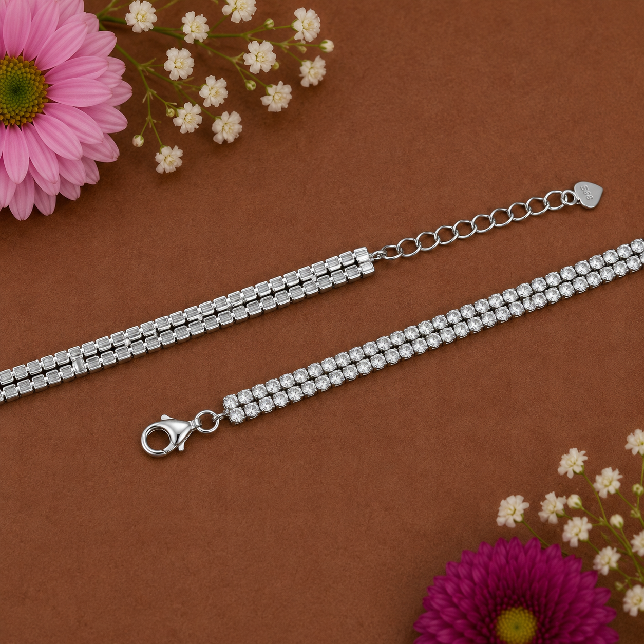 Crystal Glow Anklet – 925 Sterling Silver – OYA by Gemkara view 2