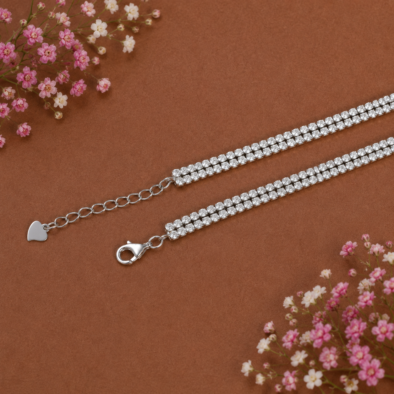 Crystal Glow Anklet – 925 Sterling Silver – OYA by Gemkara view 3