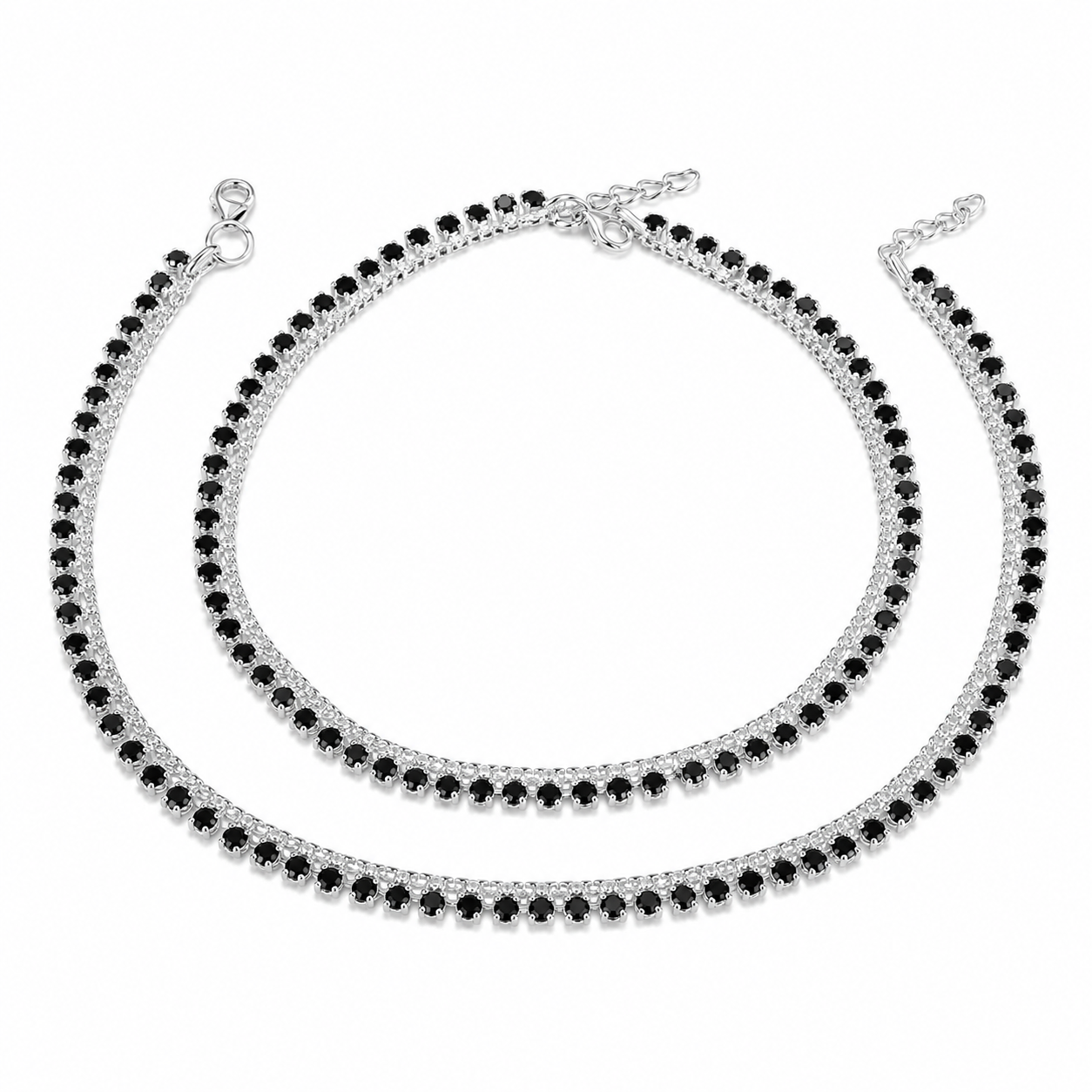 Black Spark Anklet – 925 Sterling Silver – OYA by Gemkara view 1