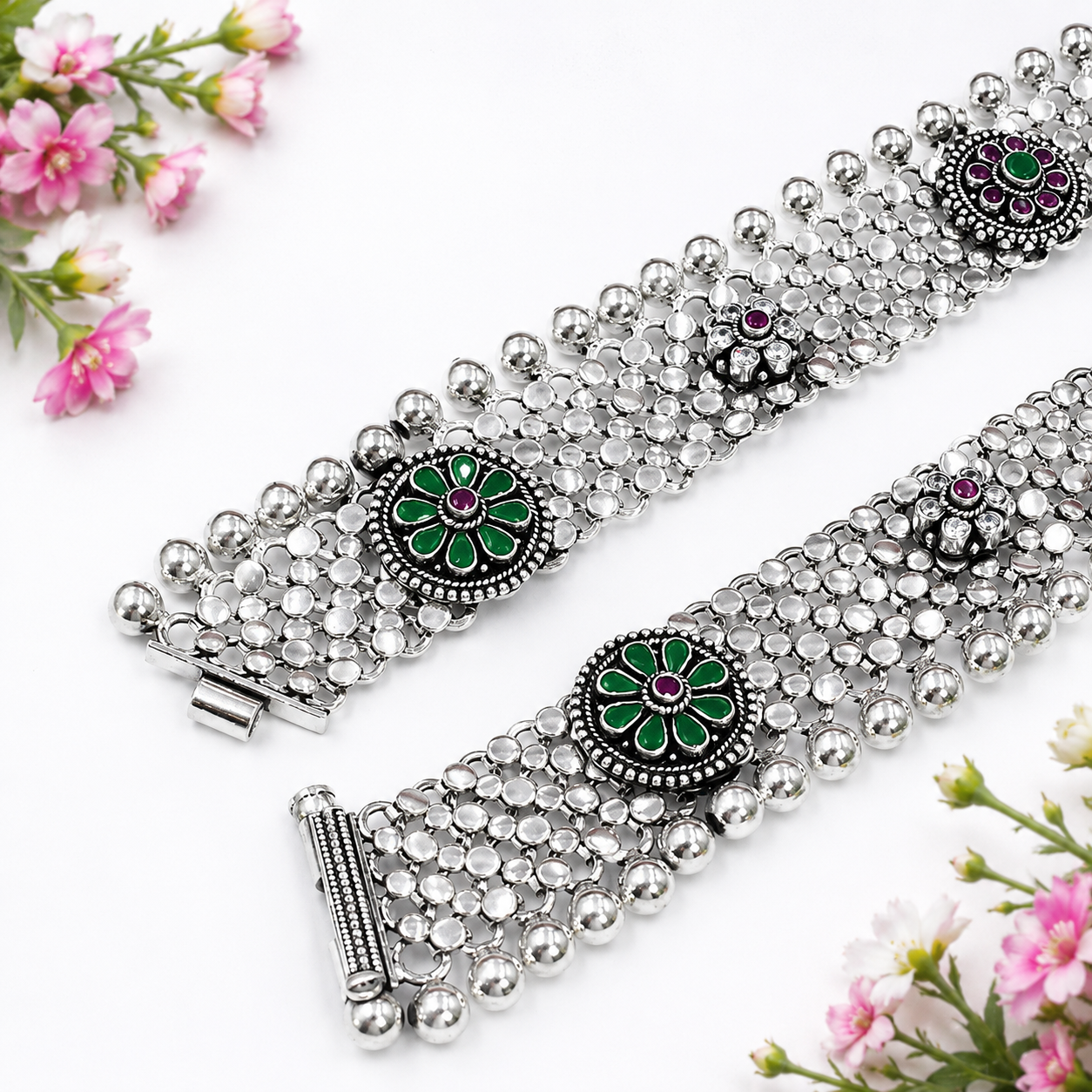 Rajwadi Anklet – 925 Sterling Silver – OYA by Gemkara view 4