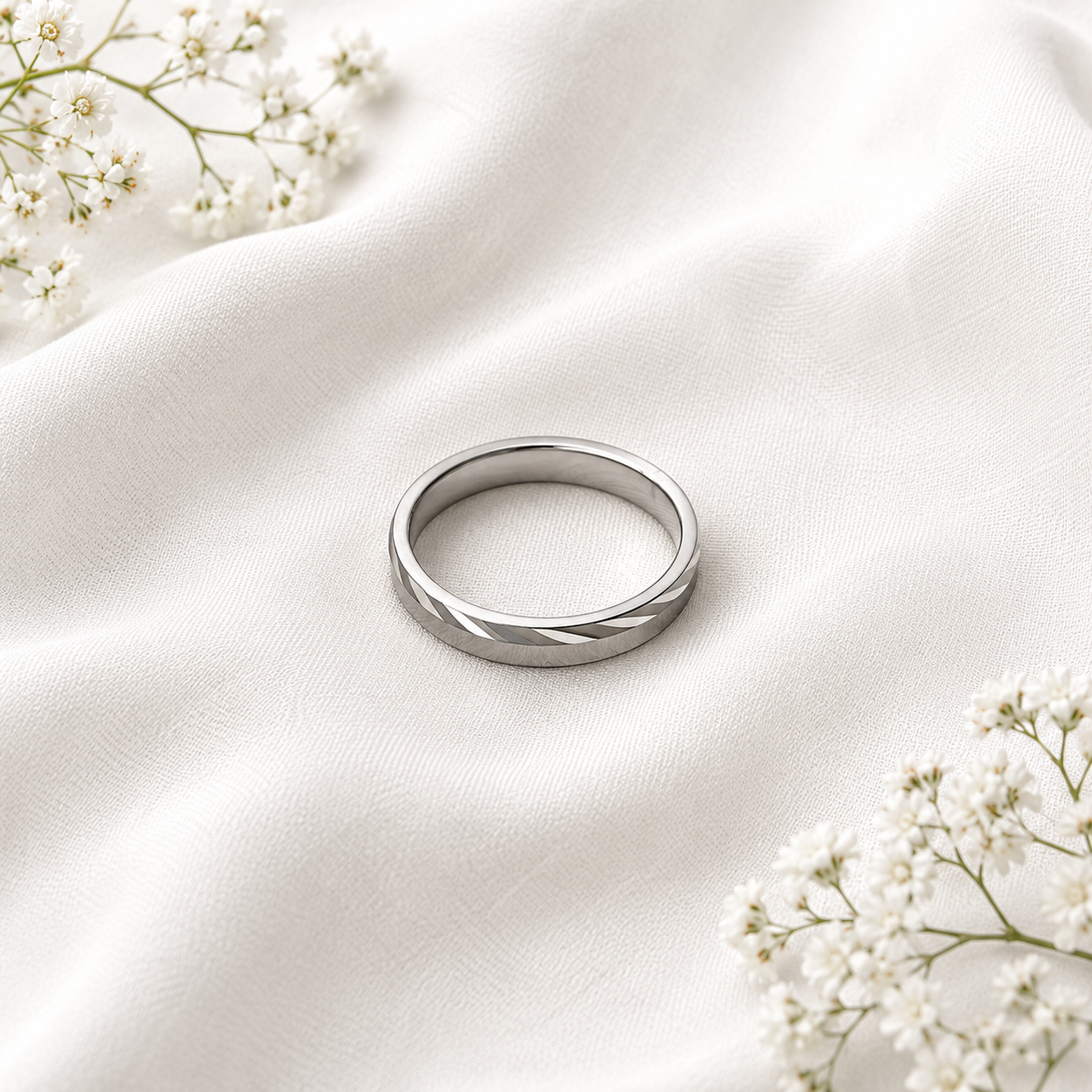 Chevron Silver Band – OYA by Gemkara view 2