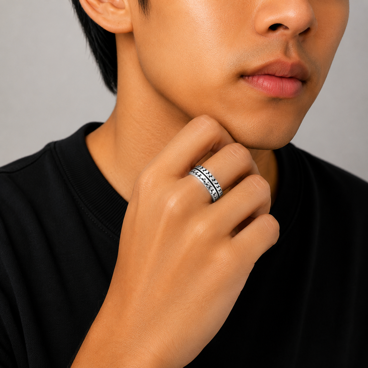 Braided Silver Band – OYA by Gemkara view 2