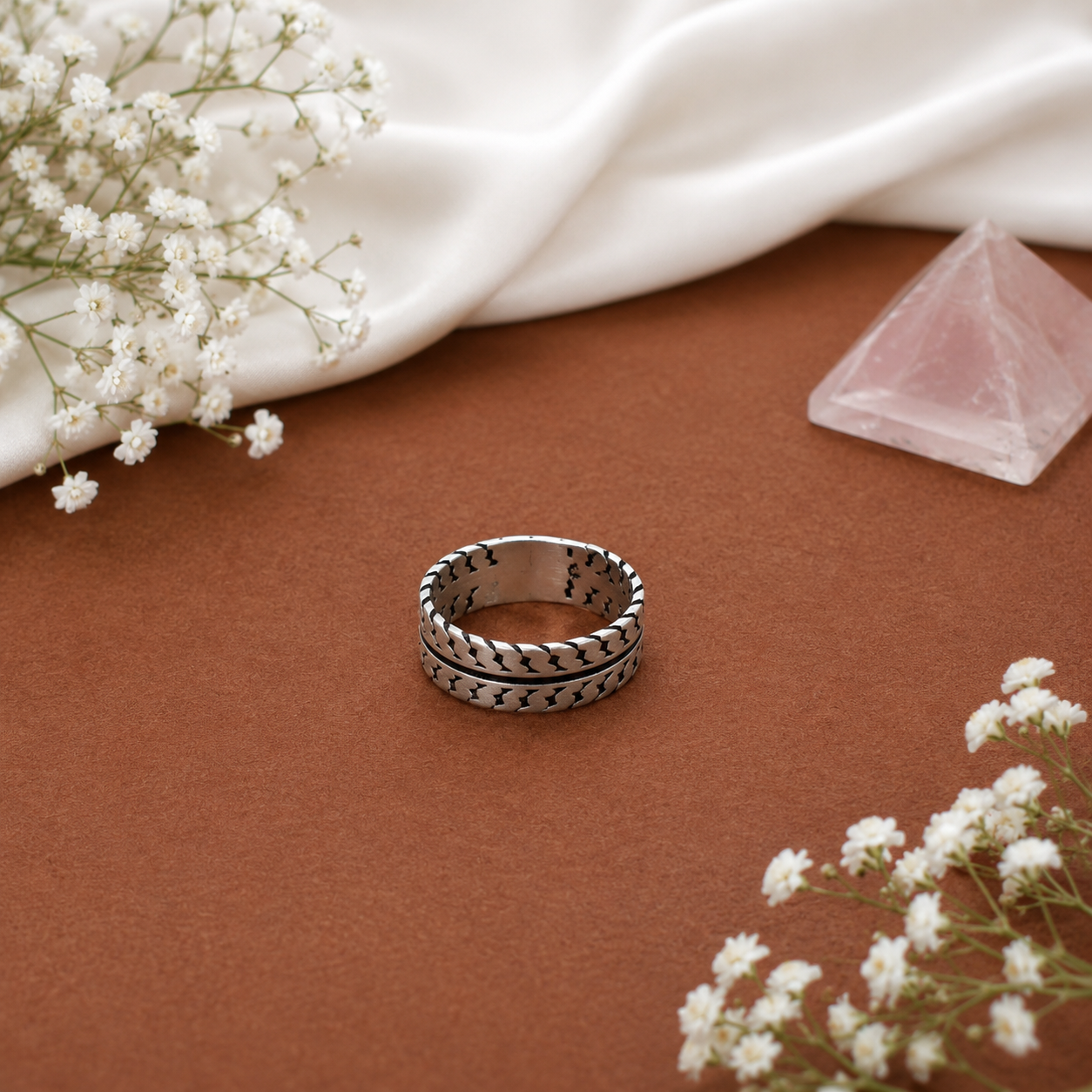Braided Silver Band – OYA by Gemkara view 4